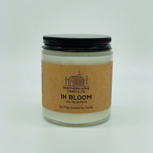 
                  
                    Load image into Gallery viewer, In Bloom soy candle from Northern Home Candle Company. In bloom has notes of lilac, lily, and gardenia.
                  
                