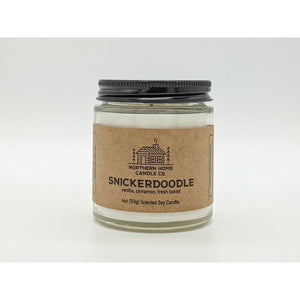 
                  
                    Load image into Gallery viewer, 4 ounce soy candle with a brown label that reads northern home candle and snickerdoodle.
                  
                